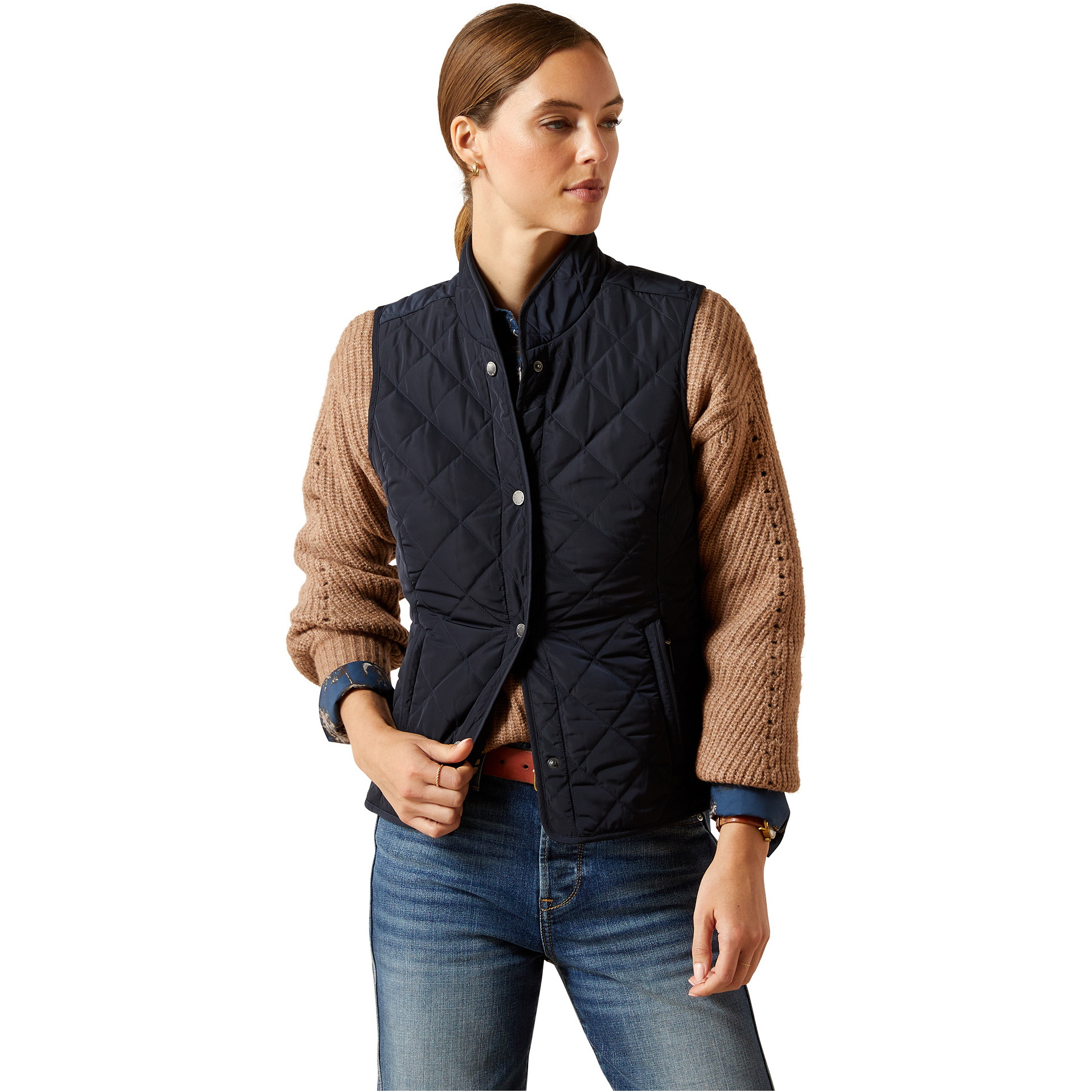 2025 Ariat Femmes Woodside Vest 10062688 - Navy / Navy Imprimé Floral